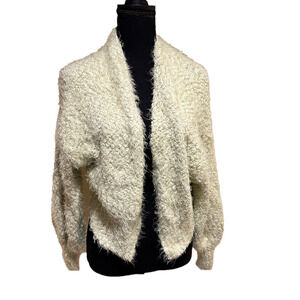 LOUNA NEON LIGHT GREEN FUZZY OPEN FRONT CARDIGAN